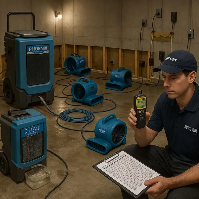 Structural Drying and Dehumidification process in Lopezville, TX